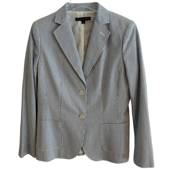 346 Brooks Brothers Blue And White Stripe Seersucker Blazer 8 - Picture 6 of 11
